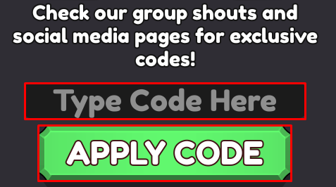 Slime Tower Tycoon enter codes box