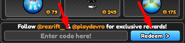 The code redeeming interface in Smashy Hands