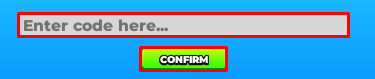 Snow Gathering Simulator enter codes box and confirm button