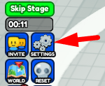 The Settings button in Speed Run Obby