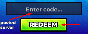 Enter code box and REDEEM button to redeem codes in Split or Steal Brainrot