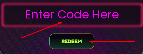 Enter Code Here box and REDEEM button in Squid Showdown
