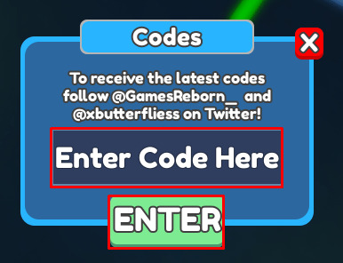 Super Power Fighting Simulator enter codes box