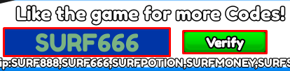 Surfing and Slide enter codes box and verify button