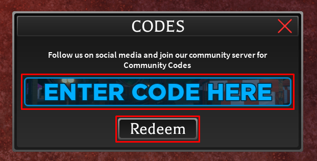 Survive the Killer enter codes box