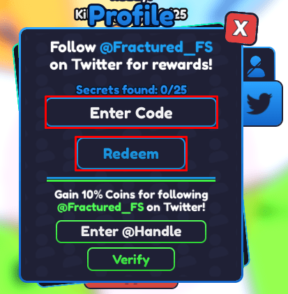 Sword Haven enter codes box