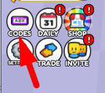 The Codes button in Sword Legends Simulator