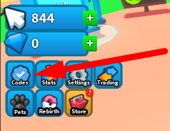 The Codes button in Tapping Fantasy