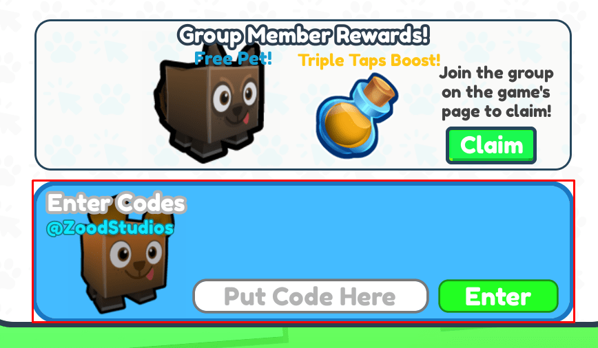 Tapping Simulator enter codes section