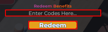 The Chopshop Game enter codes box and redeem button