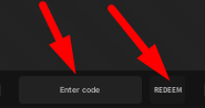 The code redeeming interface in The Hood Customs