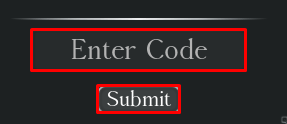 The Enter Code box and Submit button in The Vampire Legacies 2