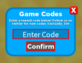 Thick Legends enter codes box