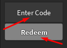 EnterCode box and Redeem button to redeem codes in this is krakeruzz!