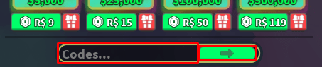 TNT Jump enter codes box and redeem button