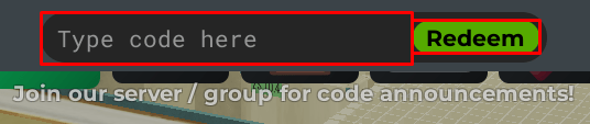 The type code here box and Redeem button in Train Sim 