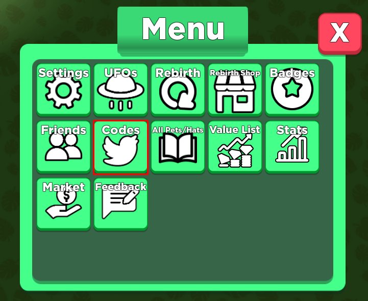 UFO Simulator codes button