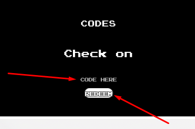 The CODE HERE box and REDEEM button in Undertale RP: Mess Timeline