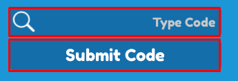 Universal Roblox Theme Park enter codes box and submit code button