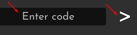 The "Enter code" box and enter button in Vampire Town