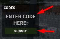 The code redeeming interface in Virus Border Roleplay