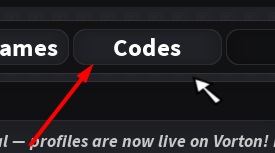 The Codes button in Vorton