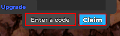 Wanderlands Dungeon RPG enter codes box and claim button