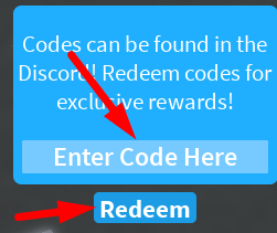 The code redeeming interface in World Of Heroes