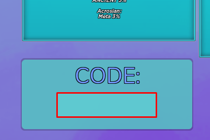 Xeno Online II: Sandbox enter codes box