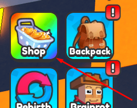 The Shop button in Yeet a Brainrot!