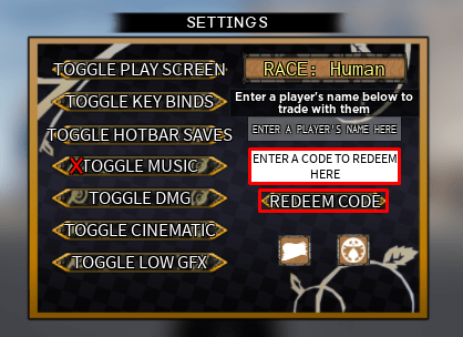 Your Bizarre Adventure enter codes box