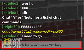 Zombie Uprising chat box
