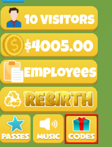 Zoo Tycoon codes button